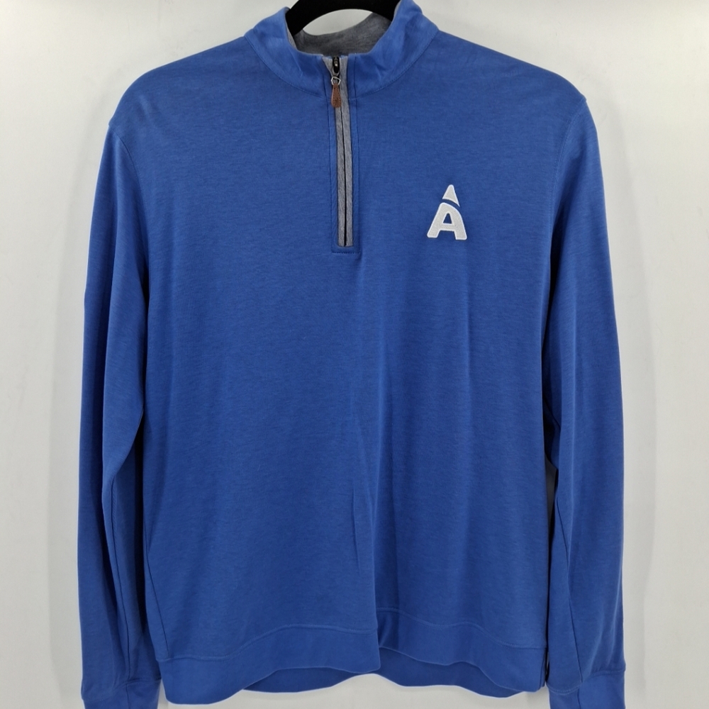 Johnnie-O Mens Large Blue Quarter Zip Pullover Sweater